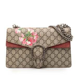 Gucci GG Blooms Dionysus Chain Shoulder Bag 400249 Beige and Red Suede Women'...